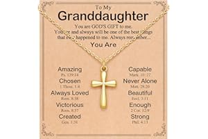 BxkSky Cross Necklace for Granddaughter/Daughter/Niece, Baptism Christmas Confirmation Valentines Easter Birthday Gifts for Girls Teens