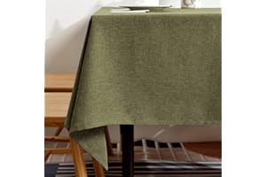 BALCONY & FALCON Washable Faux Linen Rectangular Tablecloth Waterproof Oil-Proof Crease-Proof and Dust-Proof Tablecloth Used 