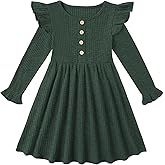 ESHOO Toddler Girl Dress Girls Sweater Dresses Ruffle Long Sleeve Ribbed Knit Casual Fall Dresses for Kids 2-7 Years