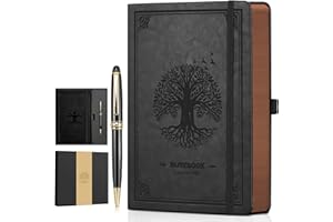 AHGXG Christian Notebook Journal for Men, Vintage Leather Hardcover Notebook 320 Pages, Journal for Bible Study, Prayer, Travel, Gifts Set Includes Pen & Gift Box for Women Men Writers, 5.7"×8.3", Black