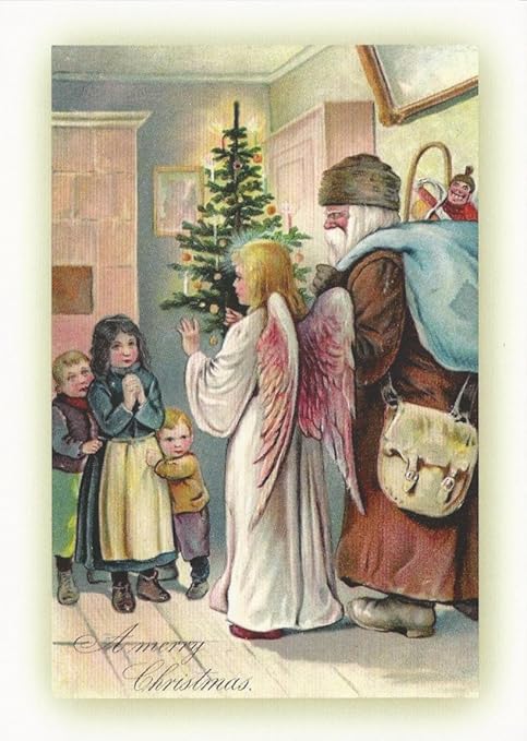 Vecchie Immagini Di Natale.20 Retro Riproduzione Di Natale Di Cartoline E Buste Amazon It Casa E Cucina