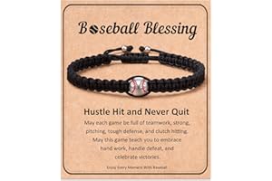 FYUKISS Baseball Football Soccer Gifts, Adjustable Braided Baseball Bracelets for Teen Ideas with Message Gift Card