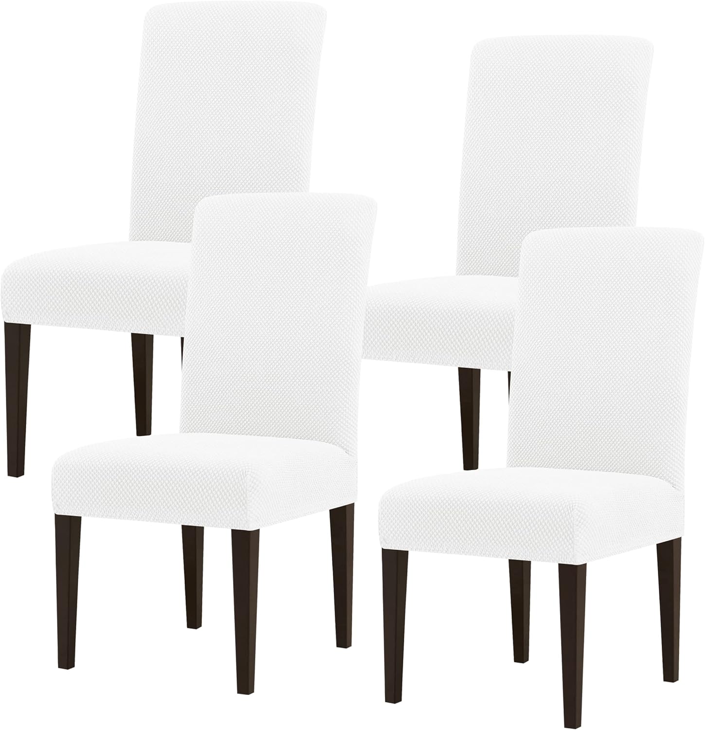 Slipcovers - SUBRTEX Dining Room Chair Slipcovers Parsons Chair Covers Set of 4 Stretch Dining Chair Covers Removable Washable Kitchen Chair Covers Chair Protector Covers for Dining Room,Party,Hotel(White)