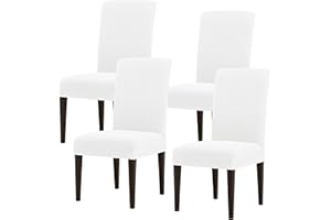 SUBRTEX Dining Room Chair Slipcovers Parsons Chair Covers Set of 4 Stretch Dining Chair Covers Removable Washable Kitchen Chair Covers Chair Protector Covers for Dining Room,Party,Hotel(White)