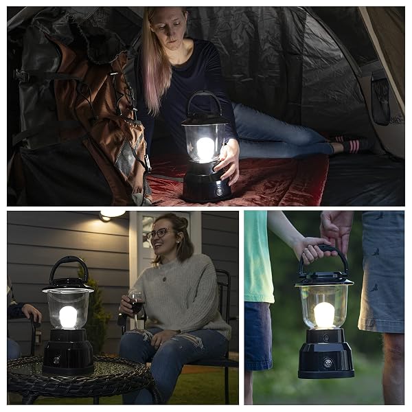 ENBRIGHTEN LED LARGE CAMPING LANTERN, BATTERY POWERED, USB CHARGING, 800 LUMENS, 200 HOUR RUNTIME, CARABINER HANDLE, HIKING GEAR, EMERGENCY LIGHT, BLACKOUT, STORM, HURRICANE