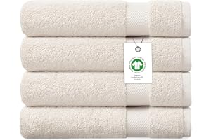 Delara Organic Cotton Luxuriously Plush Bath Sheet Pack of 4 | GOTS & OEKO-TEX Certified | Premium Hotel Quality Towels | Feather Touch Technology|650 GSM Long Staple|Soft, Quick Dry & Ultra-Absorbent