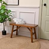 SwallowLiving Handcrafted Solid Wood Bench, 30" - Farmhouse-Style Entryway Seating for Living &amp; Dining Room, Rustic Design, Natural Finish