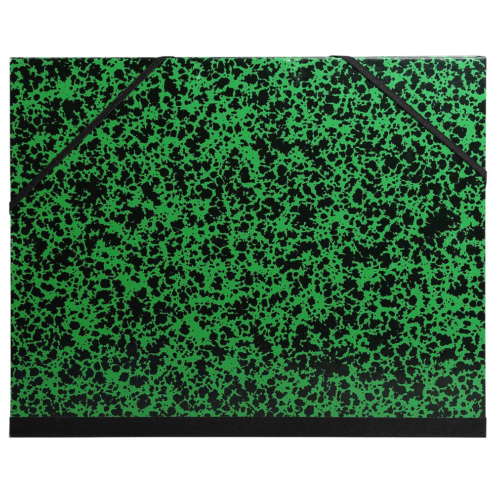 Exacompta - Ref 542800E - Annonay Portfolio with Elastic Strap Closure - 500 x 650mm in Size, For Safely Transporting Artworks & Documents, Marbled Effect Cover - Green โ image 1