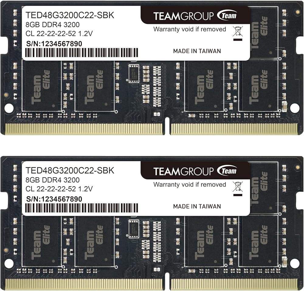 TEAMGROUP Elite 16GB DDR4 Laptop RAM 2x8GB 3200MHz SODIMM CL22 Non-ECC Upgrade