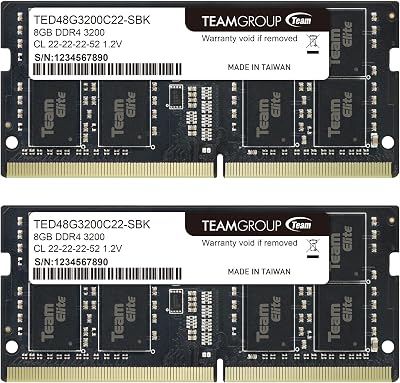 TEAMGROUP Elite 16GB DDR4 Laptop RAM 2x8GB 3200MHz SODIMM CL22 Non-ECC Upgrade