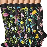FOFLORA Compression Socks for Women & Men 7 Pairs Knee High Compression Socks 20-30 mmhg Best for Running,Nurse,Travel