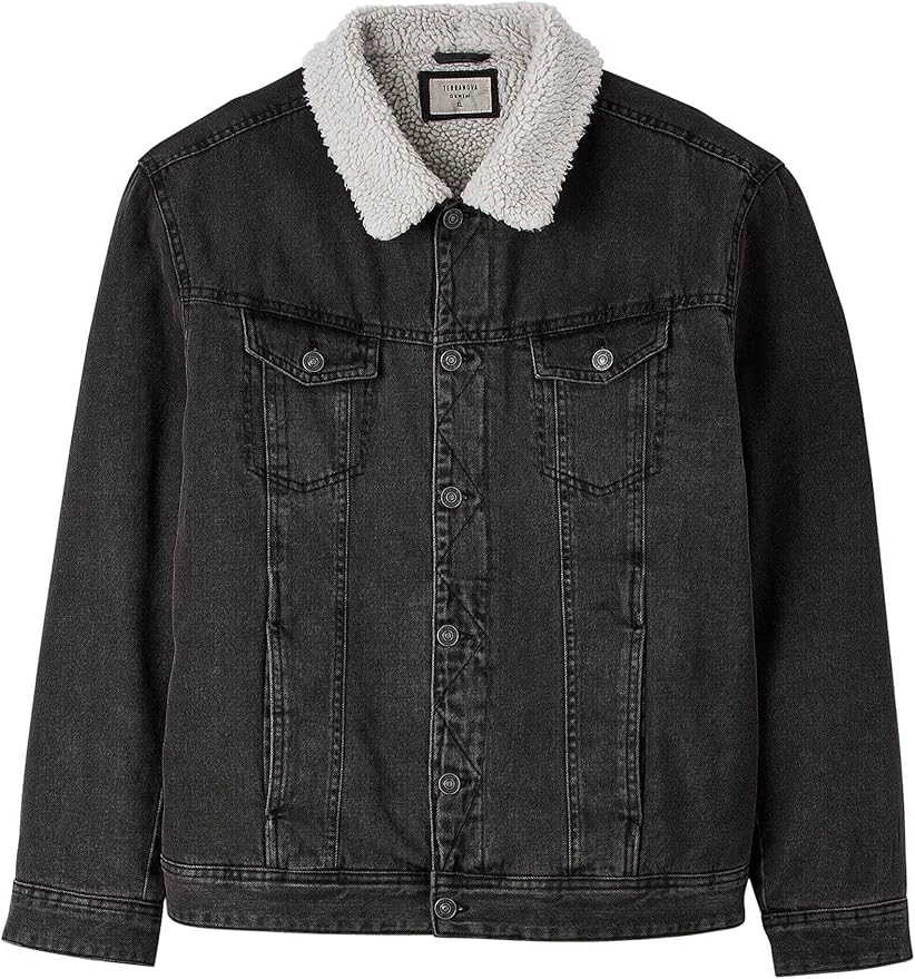 TERRANOVA Men's Denim Jacket with Sherpa Padding Black XL Amazon