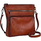 HESHE Genuine Leather Crossbody Purses for Women Soft Leather Purse Satchel Shoulder Bags with Multi Pockets