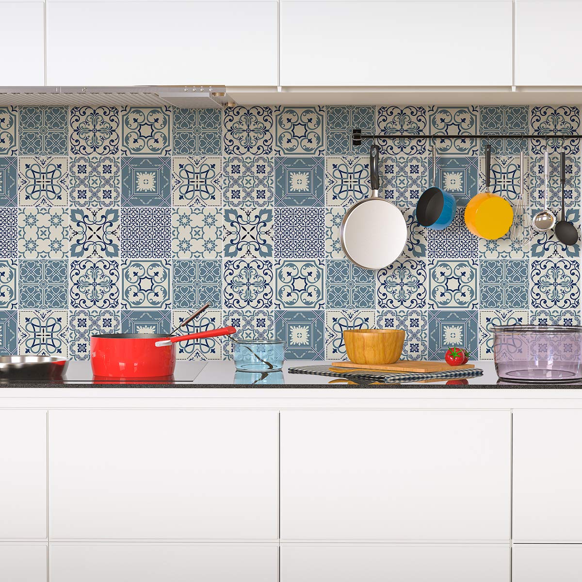 Ambiance Sticker Self-Adhesive Decorative Wall Decal Cement Tile for Bathroom and Kitchen Nazzareno - Pack of 24 Stickers of 10 x 10 cm