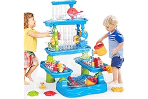 Dolanus 5-Tier Water Table for Toddlers with Beach Toy, Sand Activity Sensory Playset, Summer Outdoor Outside Pool Backyard Toys for Kids Baby 3 4 5 8 Year Old, Toys for Ages Boys Girls Gift