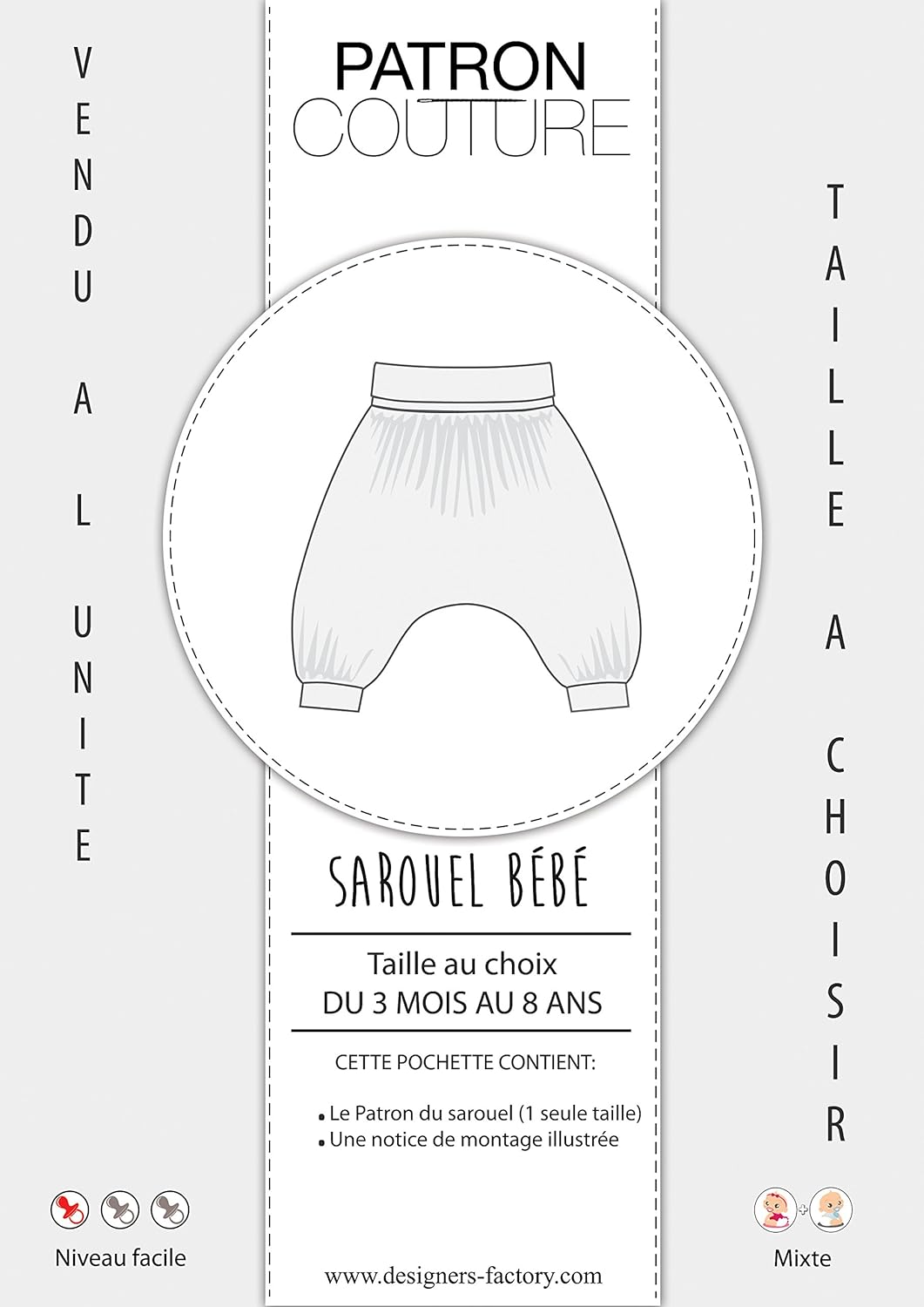 Outils Couture Napravi Rs Patron Sarouel Bebe Simple Mixte 3m