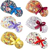Scrub Caps Women Bouffant Scrub Hats Caps Nurses, Adjustable Working Cap Ponytail Pouch Tie Back Hats