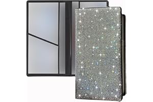 ERWUBA Bling Car Registration and Insurance Document Holder,Rhinestone Organizer Leather Vehicle Glove Box Organizer Car Holder Magnetic Closure Driver License Card Wallet Case (Colorful)