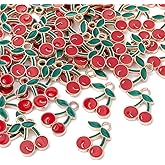 KitBeads 100pcs Enamel Red Cherry Cute Fruit Charms Alloy Cartoon Cherry Charms for Jewelry Necklace Bracelets Bulk