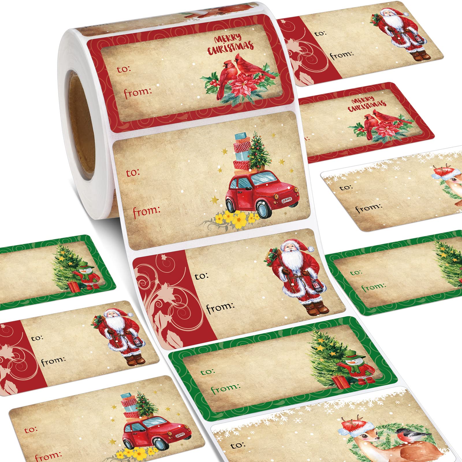Outus 500 Pieces Christmas Tags Self Adhesive Gift