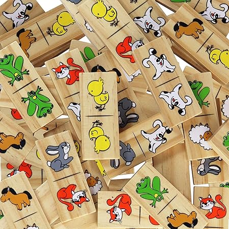 Dominos For Kids Funny Animals Dominoes Wooden Domino Game Tile Games Amazon Canada