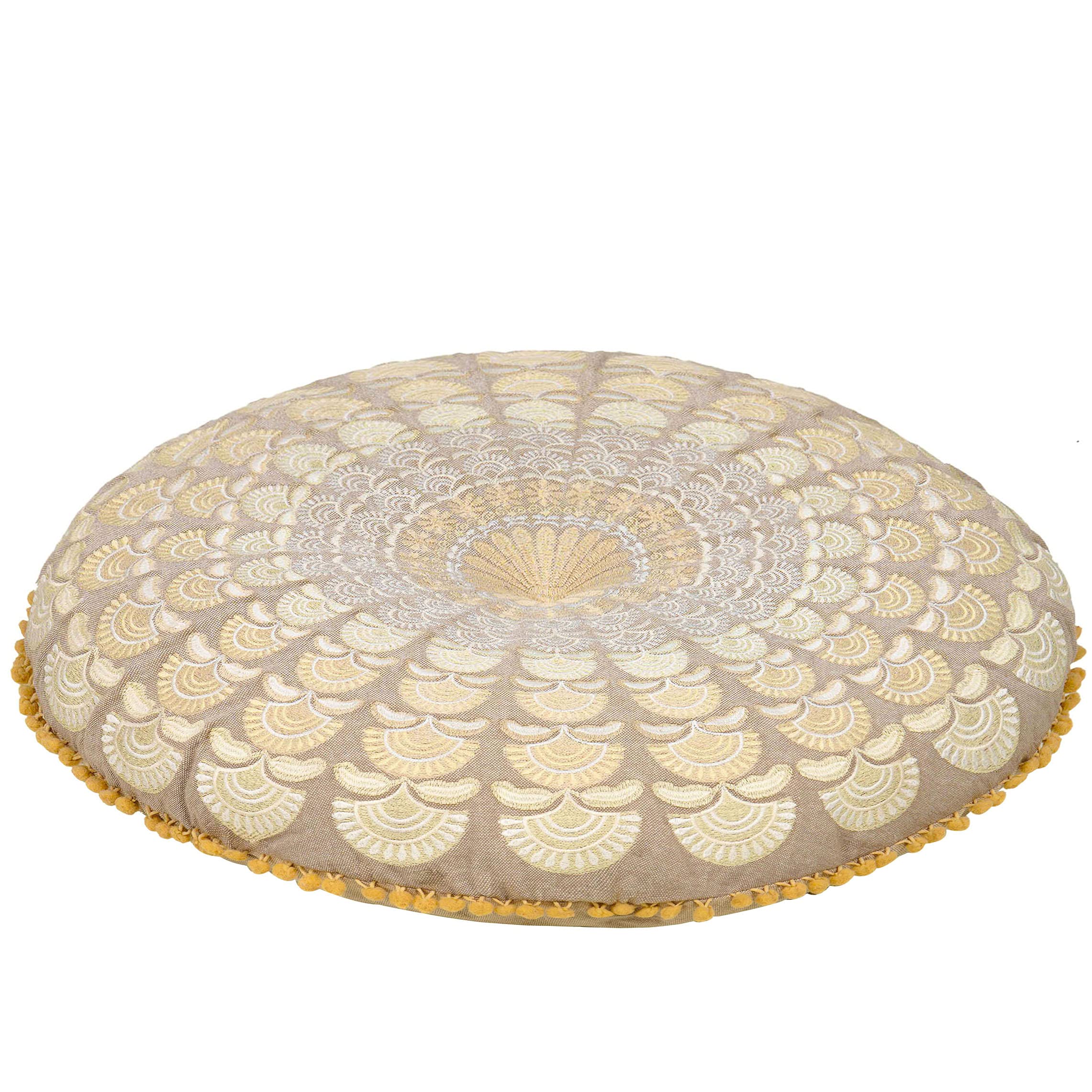 Mandala Life ART Orange Velvet Pouf Cover - Soft Sqare Floor Pillow - Embroidered Ottoman Slipcovern, 24x24x8 Inches, Ideal for Living Room, Bedroom, or Meditation Space - Boho Decor Cushion