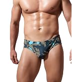 Arcweg Men's Swimming Trunks Briefs Low Waist with Removable Pad Swimwear Elastic Beach Shorts Boxers Underwear