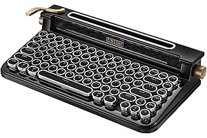 FINEDAY Keyboard 3.0, Blue Switch, Retro Mechanical Keyboard, Typewriter Designed, Bluetooth 5.0 & USB up to 4 Devices, for Desktop PC/Laptop Mac/Phone (83 ABS Keycap - Black)