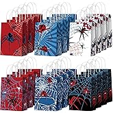 Epakh 24 Pcs Spider Party Favors Bags with Handles Spider Birthday Party Decorations Double Sided Goodie Candy Bags (Class Spider)