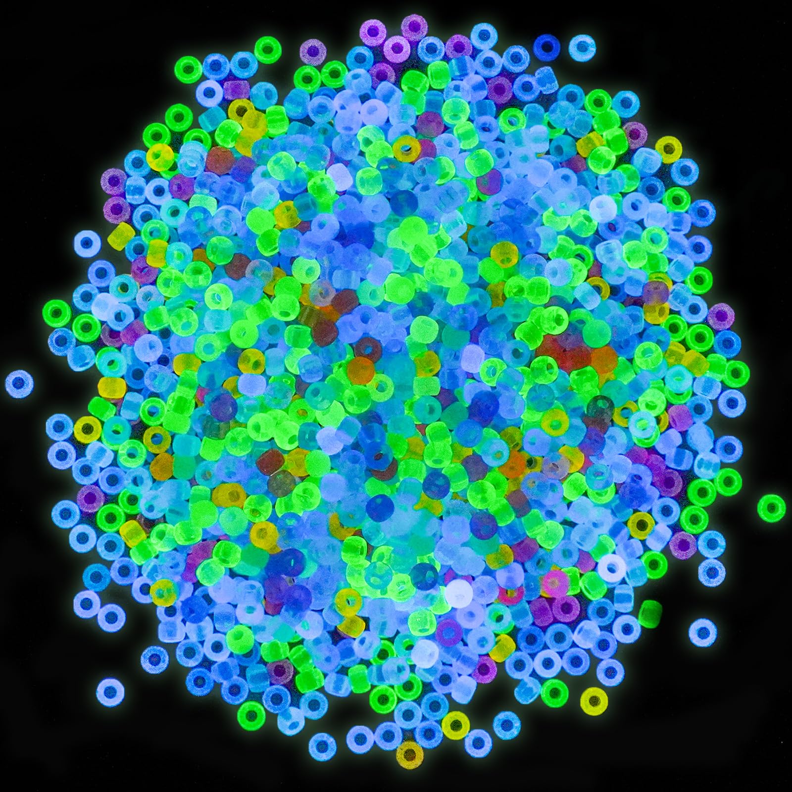 Photo 1 of Paodey Pony Beads Glow in The Dark 500pcs Neon Beads, Bracelet Beads 9mm Luminous Bulk Beads for Hair Braiding, Colored UV Beads for Crafts Kandi Beads Kit