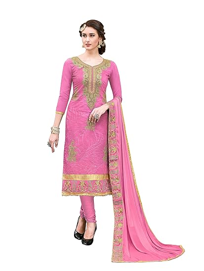 leeza store Womens cotton straight Salwar Suit Set (Baby Pink one size)