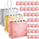 Eccliy 60 Pcs Reusable Gift Tote Bags Housekeeping Appreation Grocery Shopping Bag with Handles for Bridesmaid Wedding(Gold, Rose Gold, Silver)