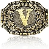 MUSVIKY Western Belt Buckle Initial Letters ABCHKNJ to Z Cowboy Rodeo Belt Buckles for Men Women Cowboy Cowgirl