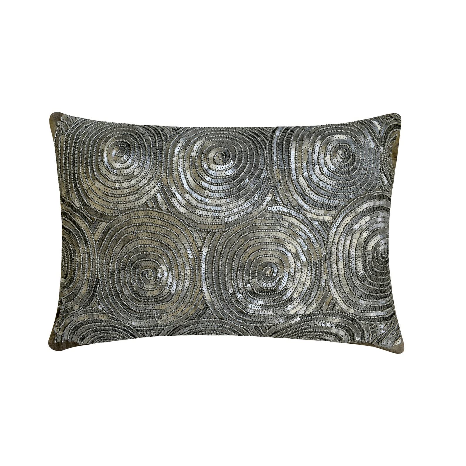 Photo 1 of The HomeCentric Silver Lumbar Pillow Cover, Spiral Sequins Glitter Sparkly Pillows Cover, 12x18 inch (30x45 cm) Lumbar Pillow Cover, Rectangle Silk Pillow Cover - Silver Touch