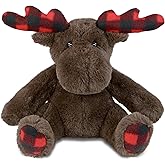 DolliBu Plaid Brown Moose Stuffed Animal - Soft Huggable Plaid Brown Moose Stuffed Toy, Adorable Playtime Wildlife Plush Toy, Cute Cuddle Gifts, Super Soft Plush Doll Animal Toy for Kids - 10 Inches