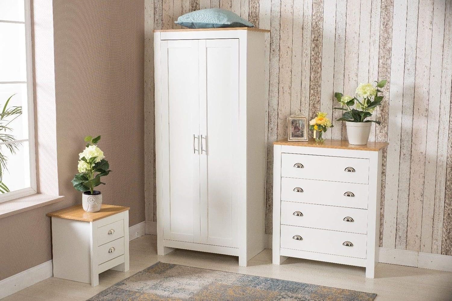 Bedroom Furniture 2/3 Door Wardrobe Bedside Table Chest of Drawer Wite