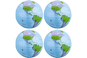 SBYURE 4 Pack 16 Inches Inflatable Globe PVC Earth Blow up World Globe Beach Ball for Beach Playing,Party Bags,Teaching