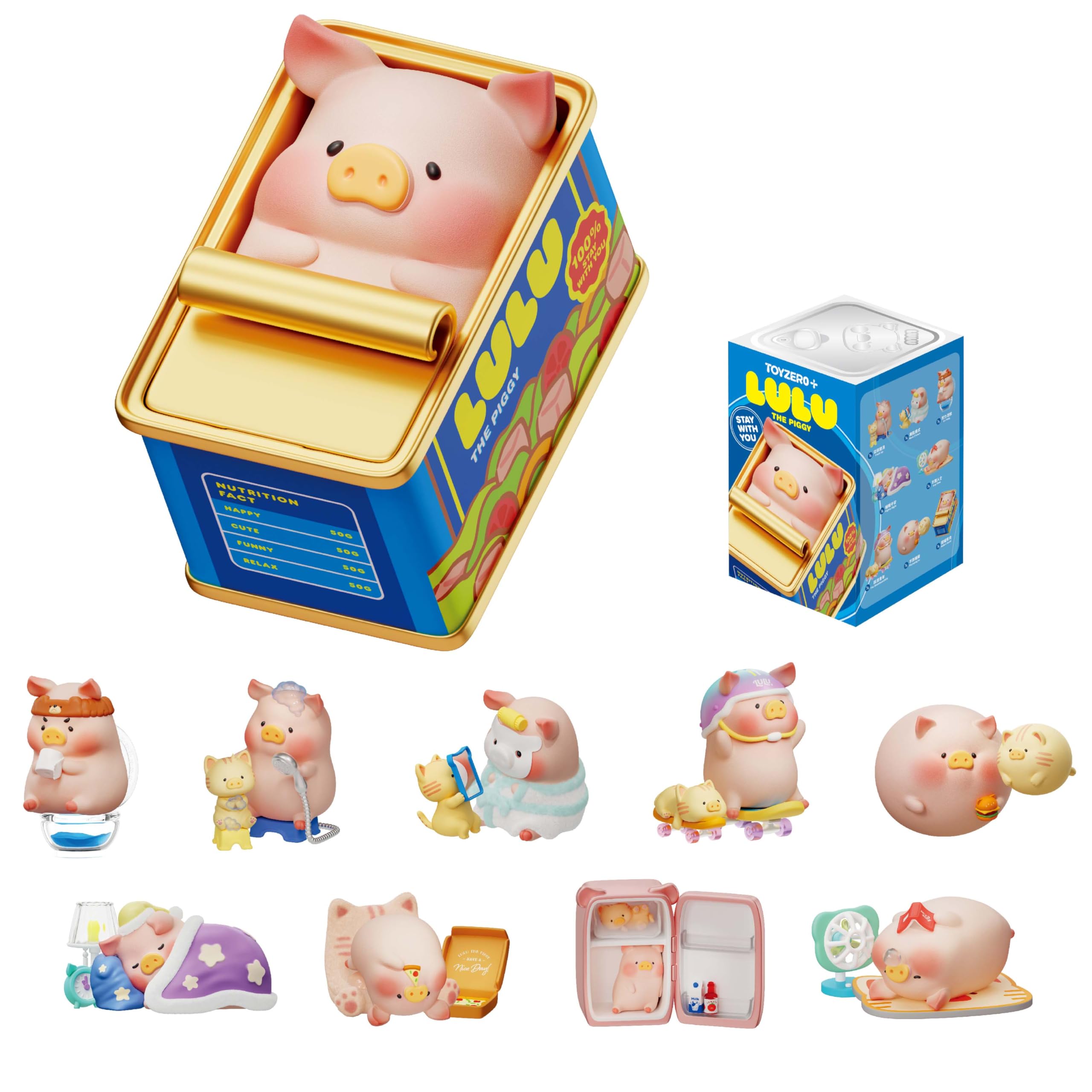 Photo 1 of Lulu The Piggy Blind Box Figures - Stay with You Series Blind Boxes Mystery Box Cute Animal Figurines Collectible Toys Home Decorations Holiday Birthday Gifts, Single Box