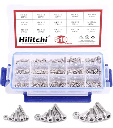 880PCS Metric M6 M5 M4 M3 Metric Bolt Assortment Metric Screws Assortment Kit 16 Sizes Set Hex Socket Head Cap Screw 304 Stainless Steel Assorted Nuts And Bolts Washer S2 Steel Allen Wrench - View #6
