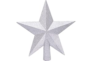 Aneco Glitter Mini Christmas Tree Topper Shatter-Proof Small Christmas Tree Decoration Treetop for Holiday Ornament or Home Decor, (Silver, 4 inch)