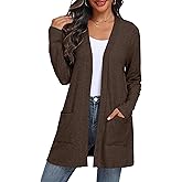 QIXING Women's Sweater Cardigan Open Front Lightweight Cardigan Long Sleeve Cardigans with Pockets