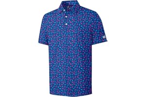 ZITY Men's Golf Shirts Short Sleeve Polo Moisture Wicking Performance Print Pattern Poloshirt for Men UPF50+ Casual T-Shirt