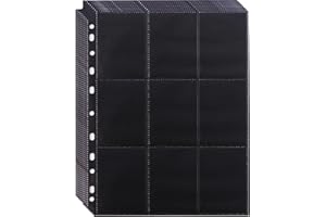 ZOFLY 60 Pack 1080 Pockets Black Trading Card Sleeves Binder Sheets, Double Sided Thicken Game Card Sleeves for 3 Ring Binder, 9 Pocket Side Loading Page Protector for MTG, Yugioh, Game, Baseball Cards