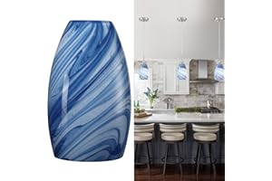 Viinew Glass Pendant Lamp Shade 4.72" Dark Blue Marble Art Glass Chandeliers Shade Mini Oval Light Shade Replacement Lamp Shade Only Light Fixtures for Kitchen Island 1-Pack