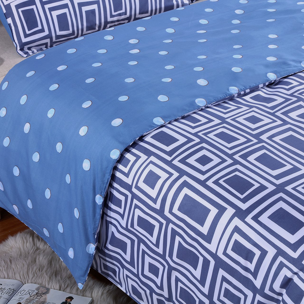 Melody House Hotel Quality Microfiber Reversible Duvet Cover Set Full/Queen 3 Piece Includes 2 Pillow Shams