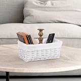 Woodluv White Small Woven Storage Basket with Removable Liner 30x18x12 cm view 6