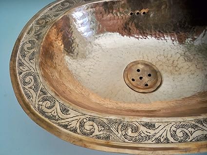Vasque Cuivre Rouge Grave Ovale Marocaine A Encastrer Evier Lave Main Lavabo Salle De Bain 38 X 30 Cm Amazon Fr Bricolage