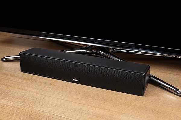 ZVOX DIALOGUE CLARIFYING SOUND BAR – PATENTED HEARING TECHNOLOGY, ACCUVOICE TV SOUND BAR WITH 12 LEVELS OF VOICE BOOST, 17″ HOME THEATER TV SPEAKERS, IDEAL FOR SMART TVS – AV157 BLACK
