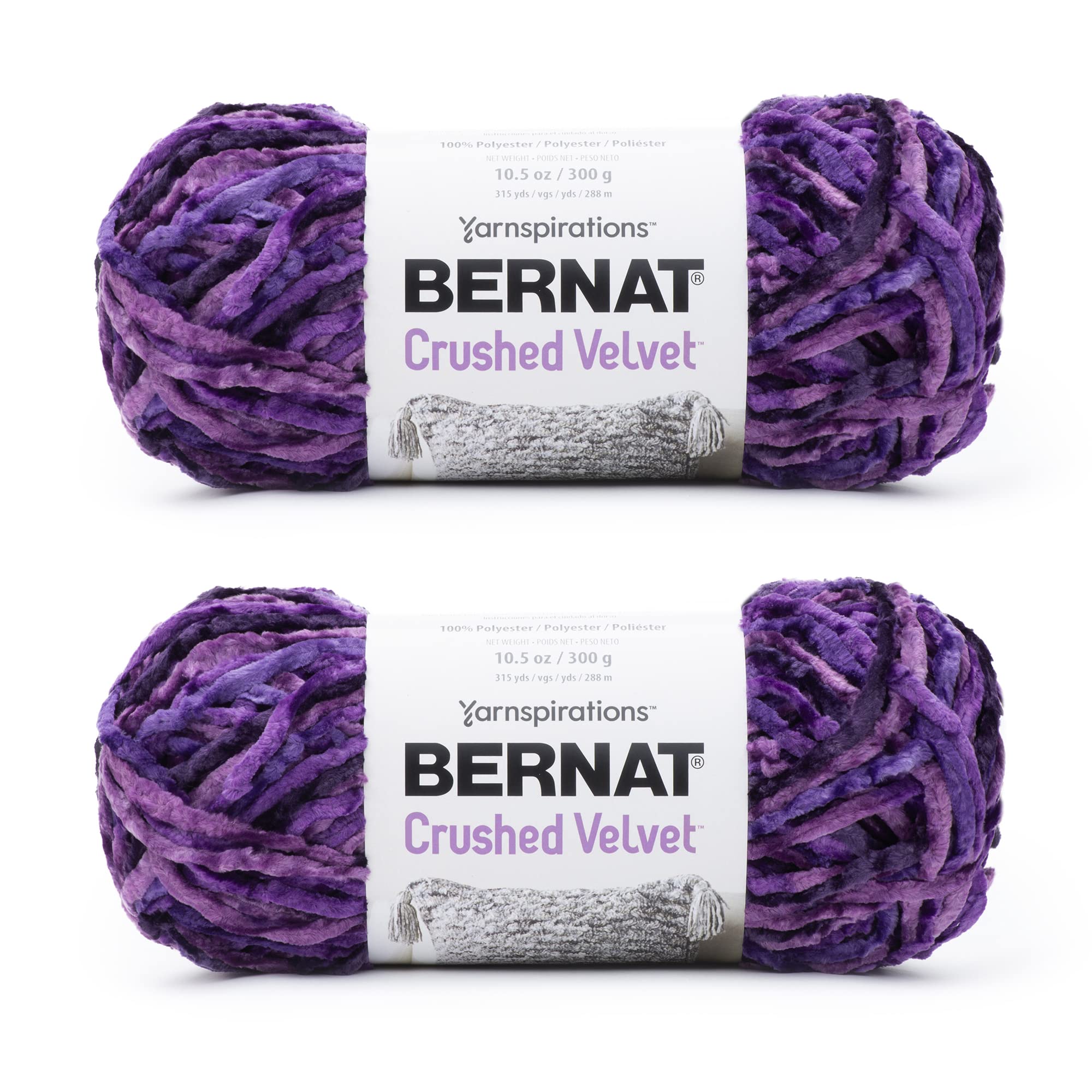 Bernat Crushed Velvet Potent Purple Yarn - 2 Pack of 300g/10.5oz - Polyester - 5 Bulky - 315 Yards - Knitting/Crochet — image 1