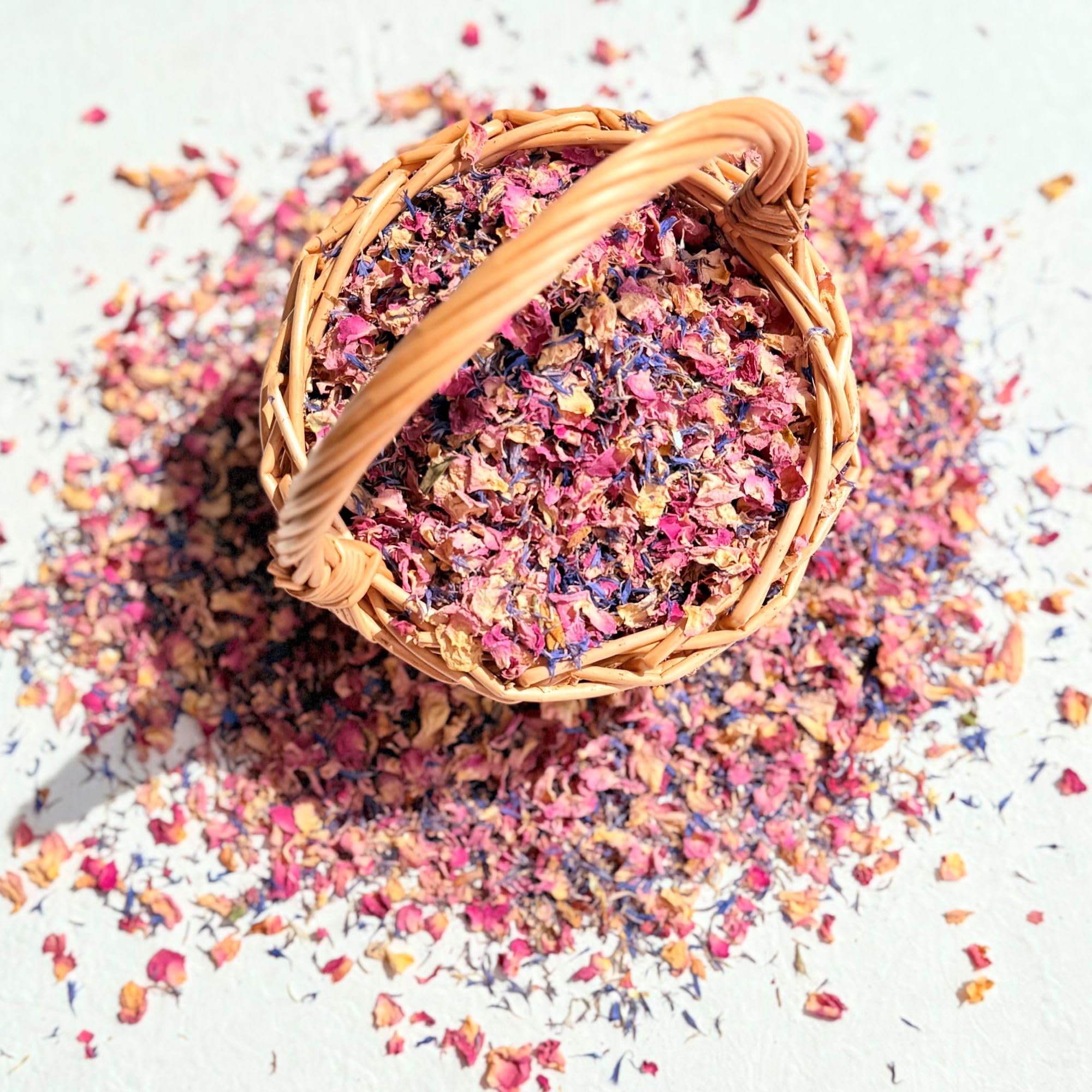 Natural Petals Confetti - 1 Litre - Vintage Pink Rose & Blue Cornflower - Biodegradable (81)